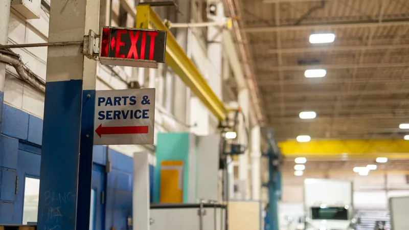 Parts and service entrance inside the building
