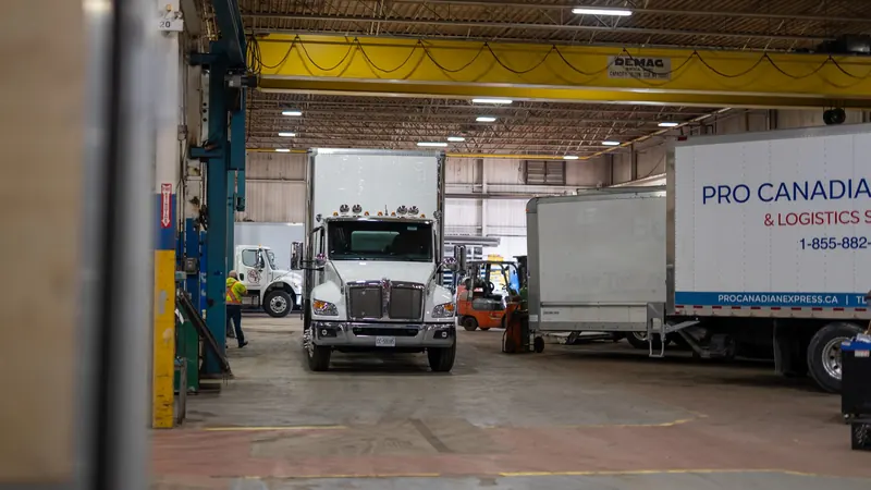 Trucks in the service bays