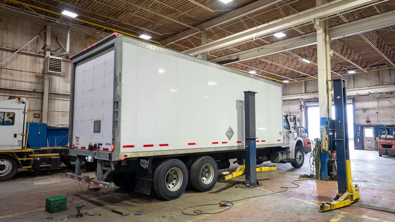 Van body in a service bay