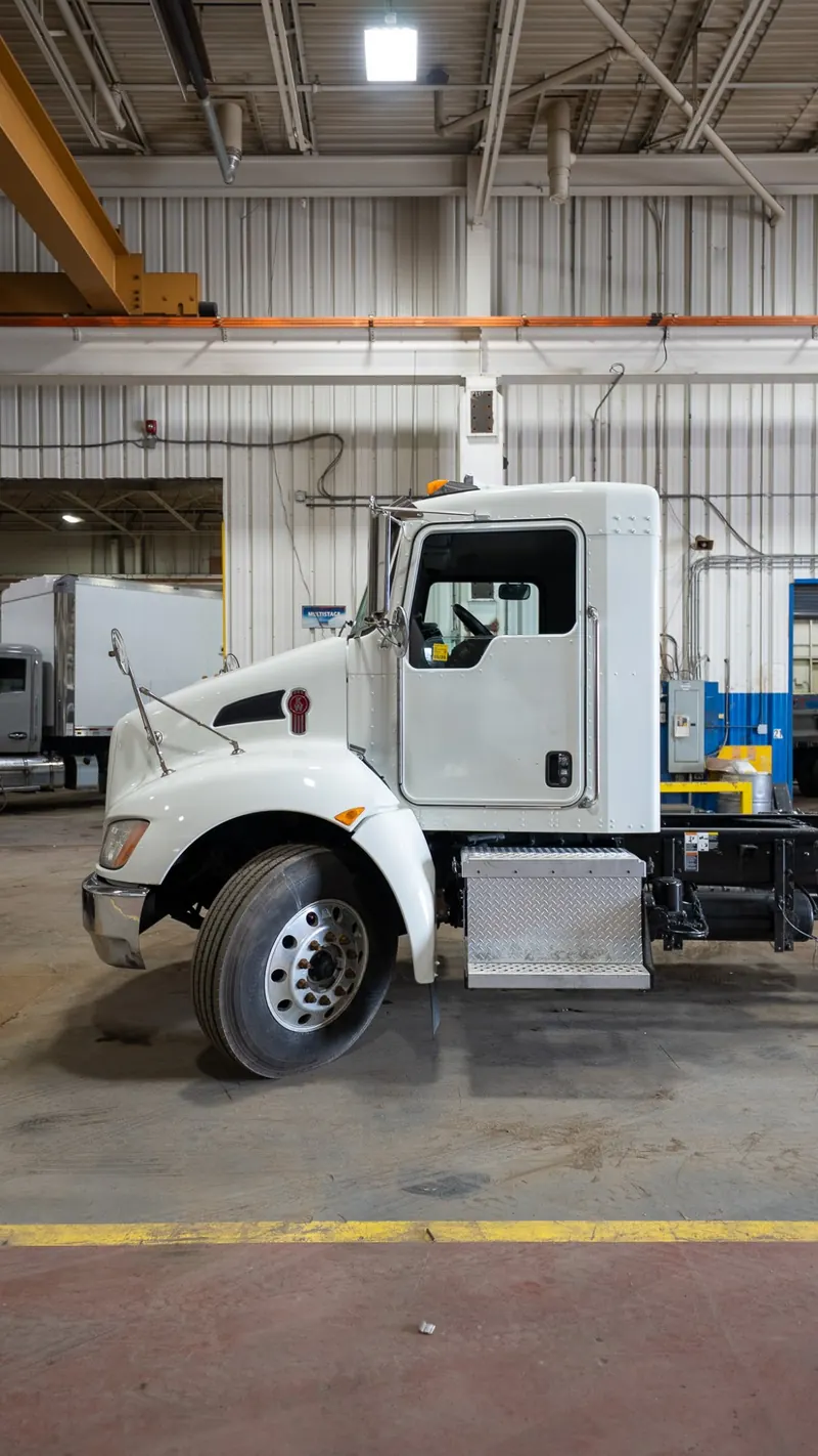 Cab and chassis in the service bay