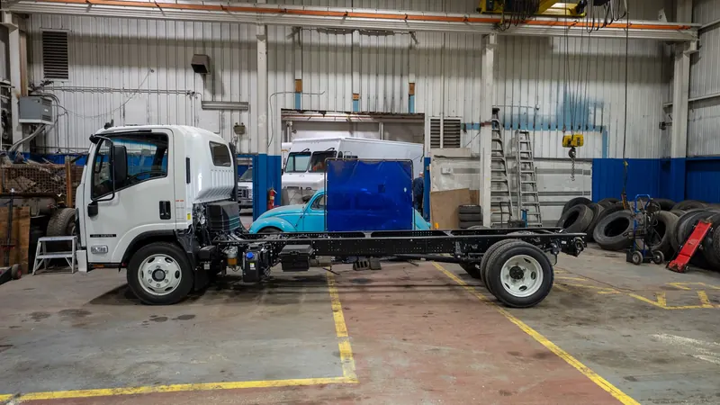 Chassis being prepared for a body