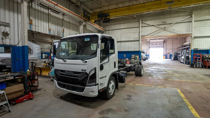 Cab and chassis in a bay