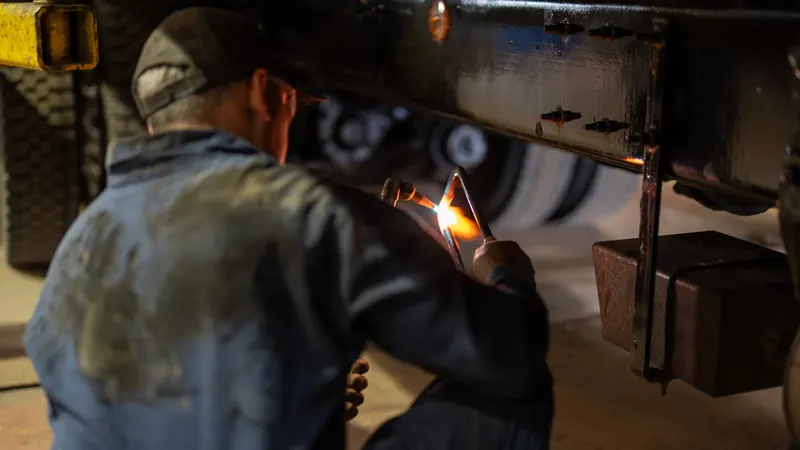 Welding work in the fabrication area