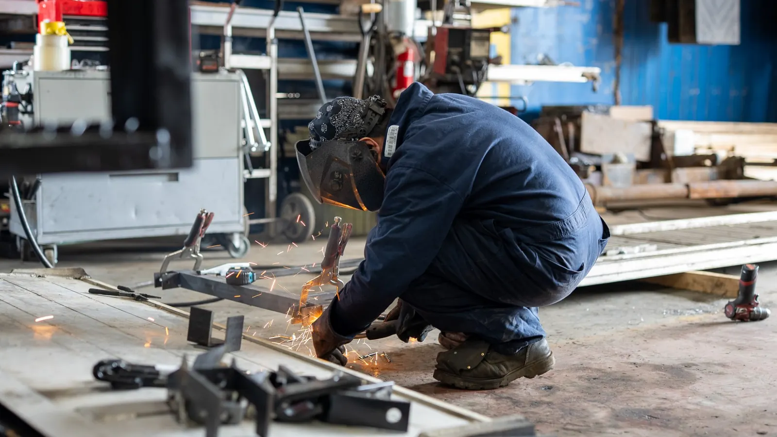 Welding a frame section