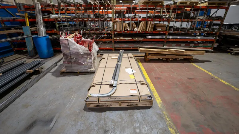 Materials staged on the shop floor