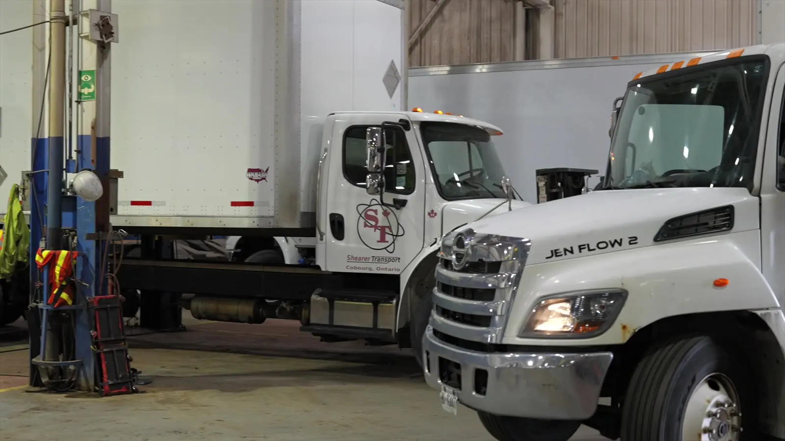 Box trucks in the Universal Truck Bodies service bays